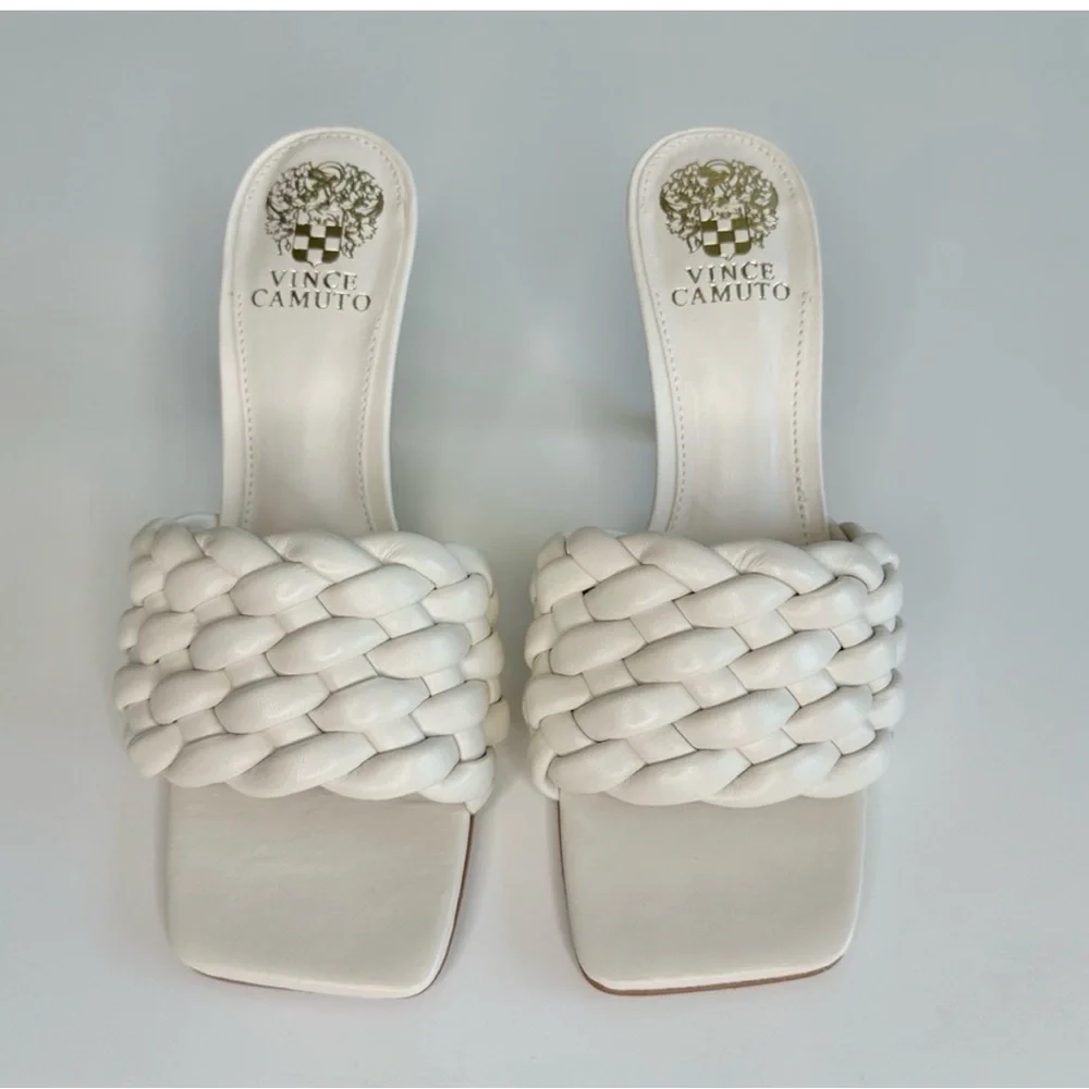 Vince Camuto White Braided Slide Sandals - Picture 1 of 9